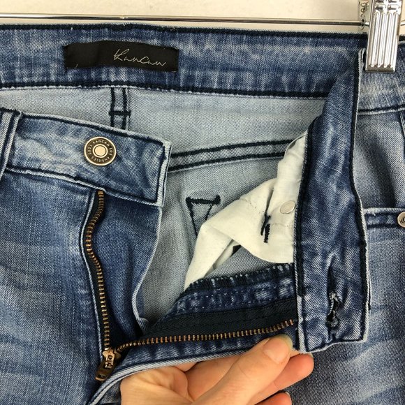 KanCan Women's Size 9/28 Mid Rise Distressed Blue Stretch Denim Skinny Jeans - Picture 10 of 13